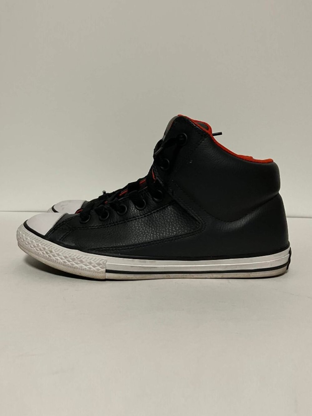 Converse All Star Leather High Top Black Shoes, Junior/Kids Size 6, Unisex